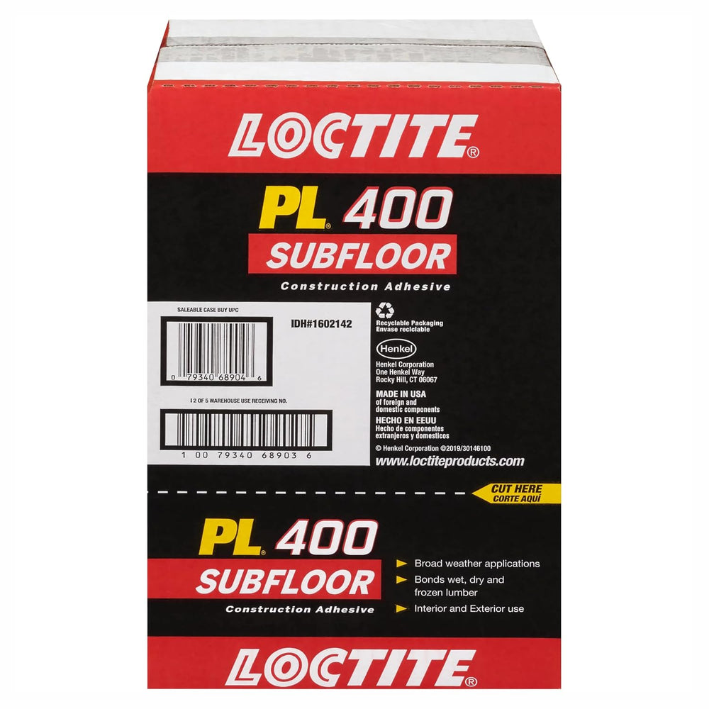 Loctite PL 400 Subfloor Heavy Duty Adhesive, 28 fl oz, 12, Cartridge