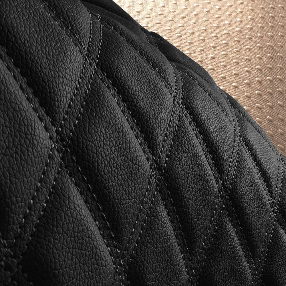 FH Group Car Seat Cushion Rear Set Black Faux Leather Automotive Seat Cushion...