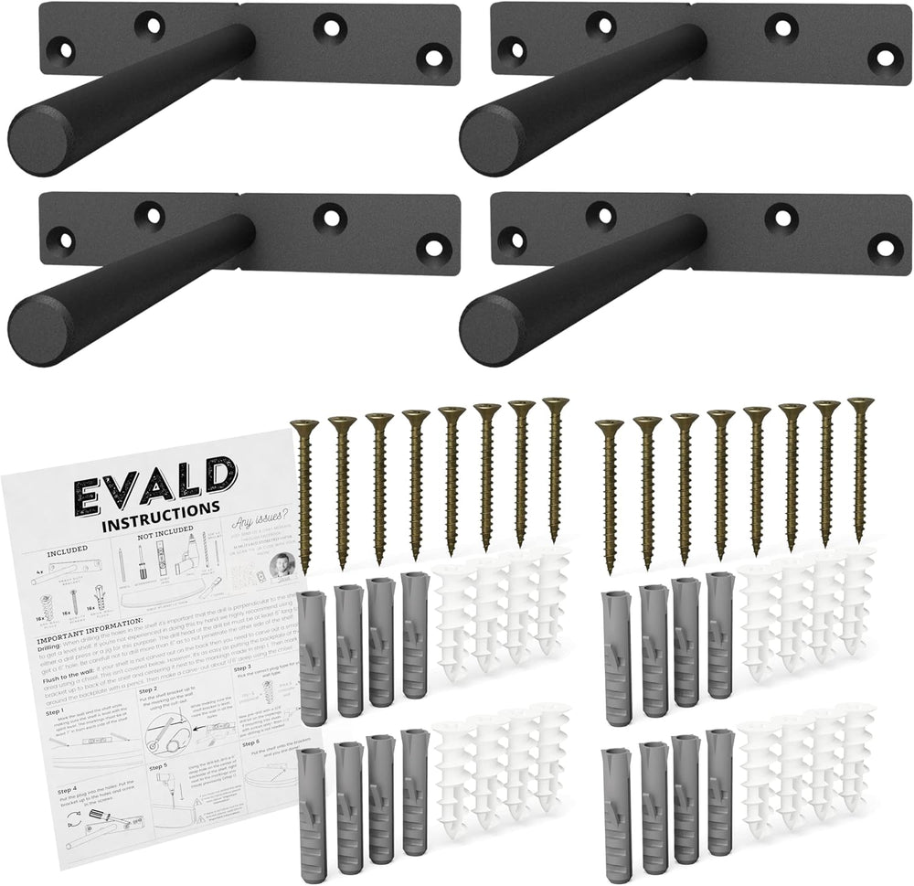 EVALD Heavy Duty Floating Shelf Brackets 6 Inch, Hidden Shelf Brackets with S...