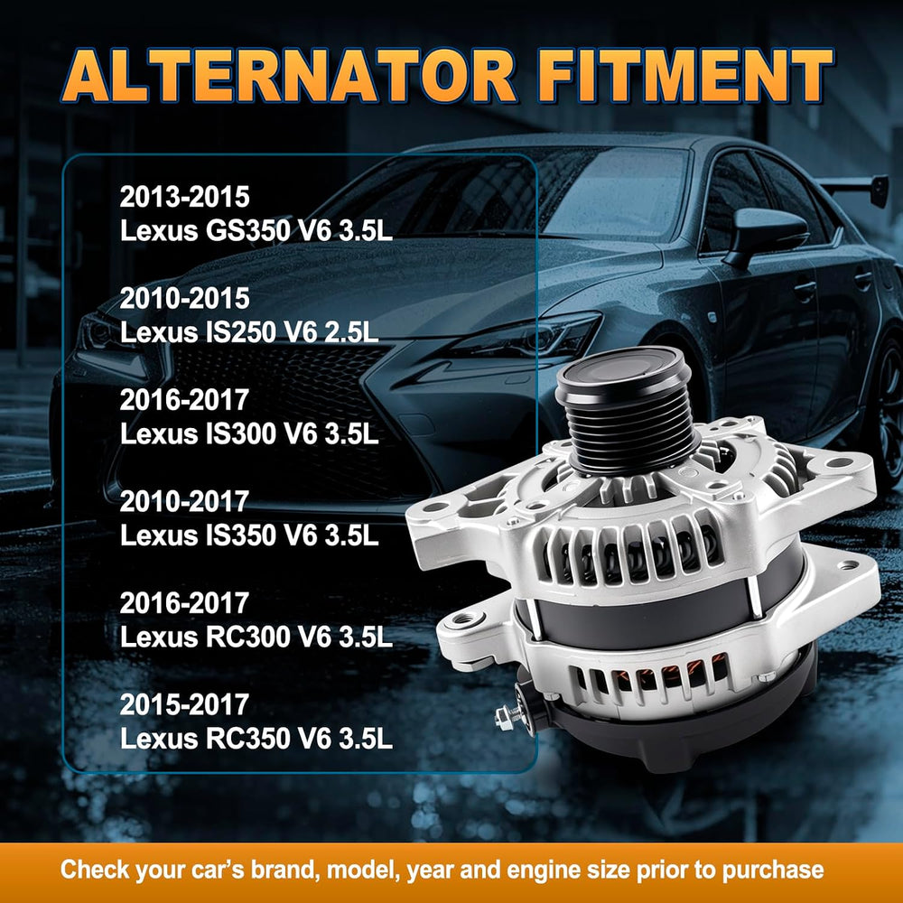 Alternator Compatible with 10-15 IS250 2.5L V6