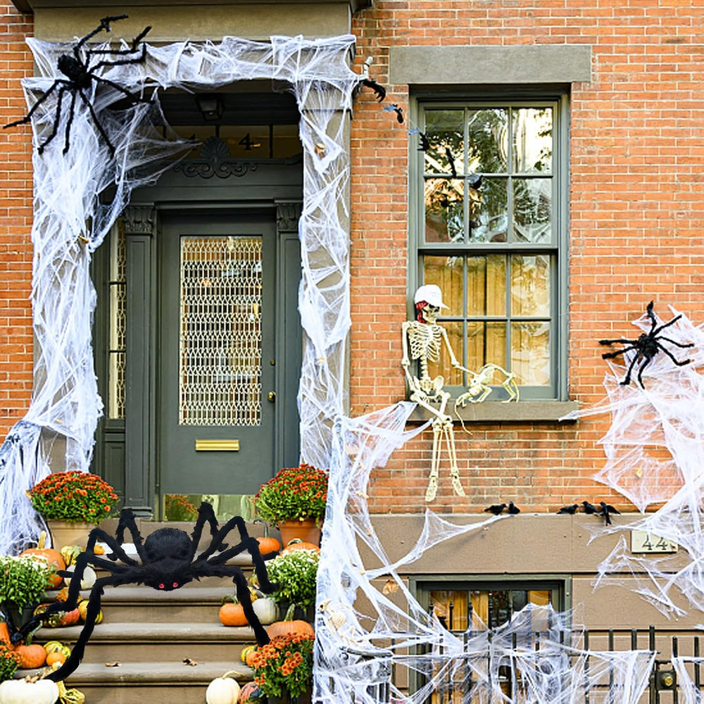 ZMCINER 8 Pcs Large Spiders Halloween Decorations - Outdoor Realistic Scary H...