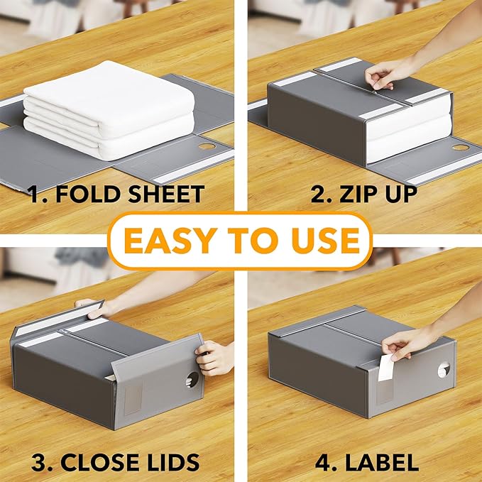 SpaceAid 9 Pack Bed Sheet Organizers and Storage, Foldable Sheet Organizer