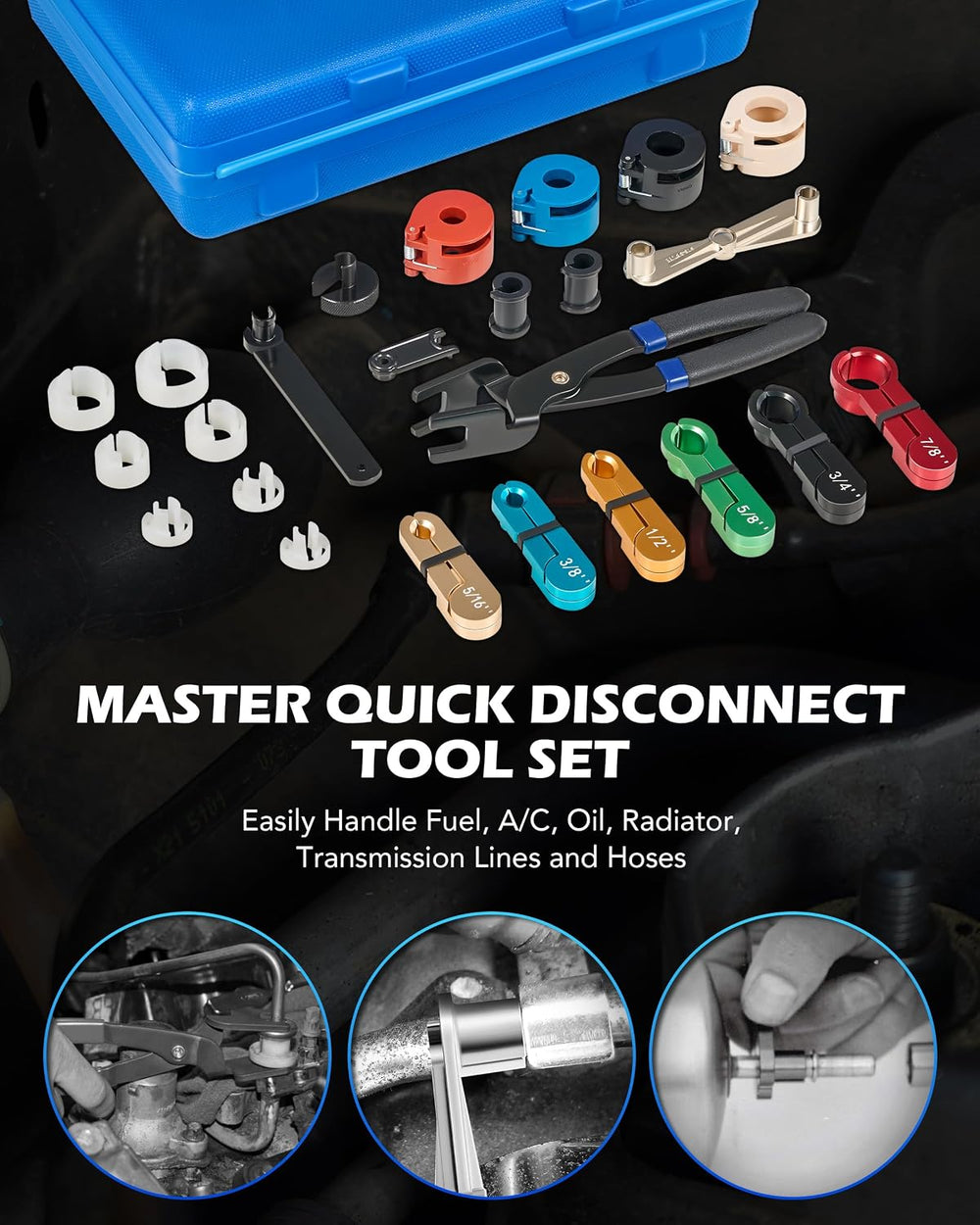 OMT 35pc Master Disconnect & Hose Clamp Pliers Tool, Car AC Fuel Line Kit