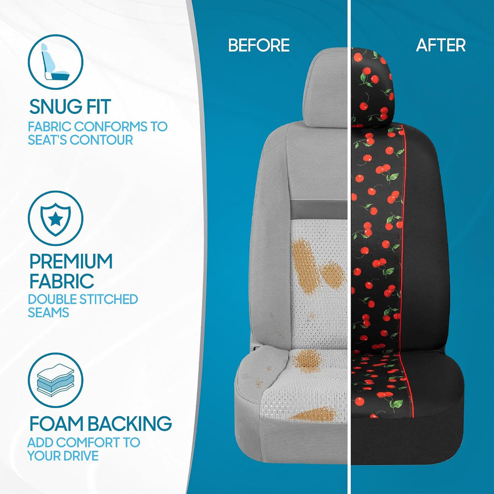 BDK Red Cherry Car Seat Covers for Front Seats, 2 Pack – Classic Pattern with...