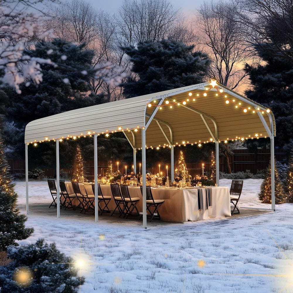 Quictent 10x15 FT Heavy Duty Metal Carport, Galvanized Steel Hard Top SUV/Tru...