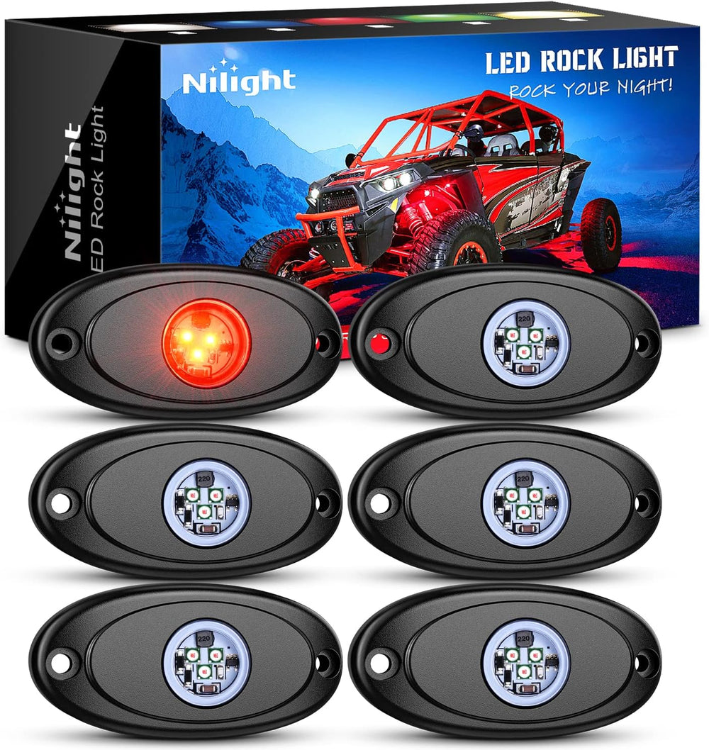 Nilight LED Rock Light 6PCS Underglow Wheel Well Pods Waterproof Exterior Und...