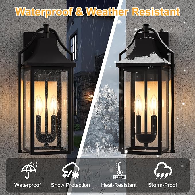 Outdoor Wall Sconce Fixture, Dusk to Dawn Patio Lights Waterproof