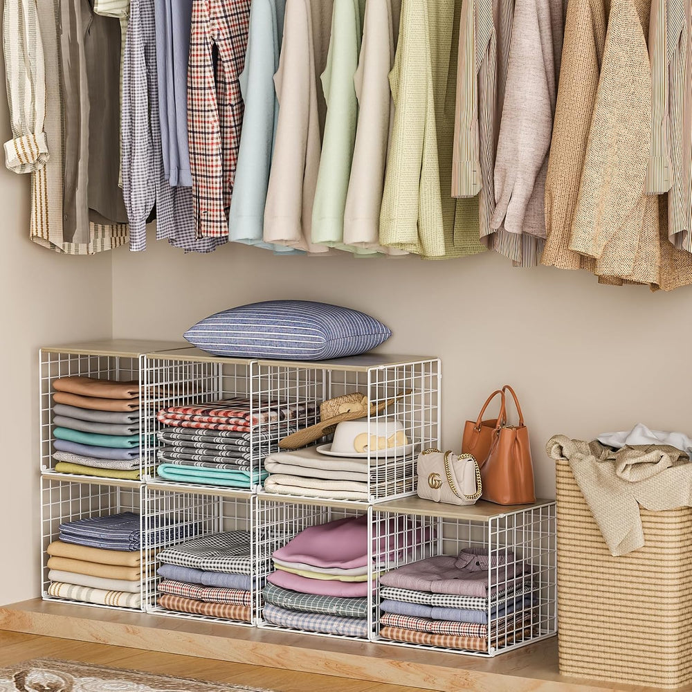 Hencawima 3PCS Stackable Closet Organizers and Storage, Closet Shelves with W...