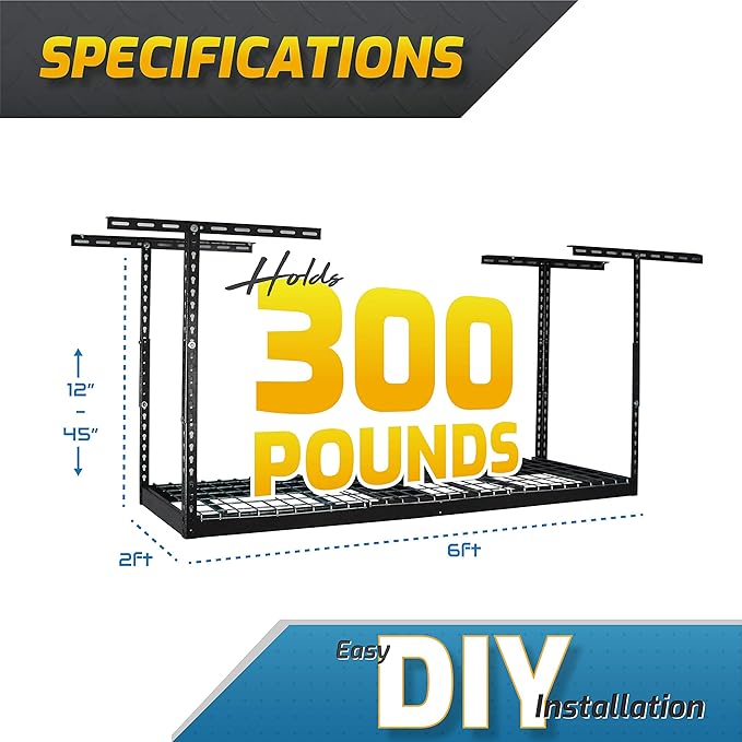 MonsterRax Overhead Garage Storage Rack 2 x 6 Ceiling Rack