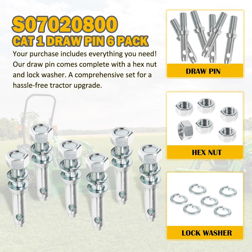 6-Pack S07020800 Cat 1 Draw Pin Hitch Accessories for Tractors, 5-1/2-Inch - ...