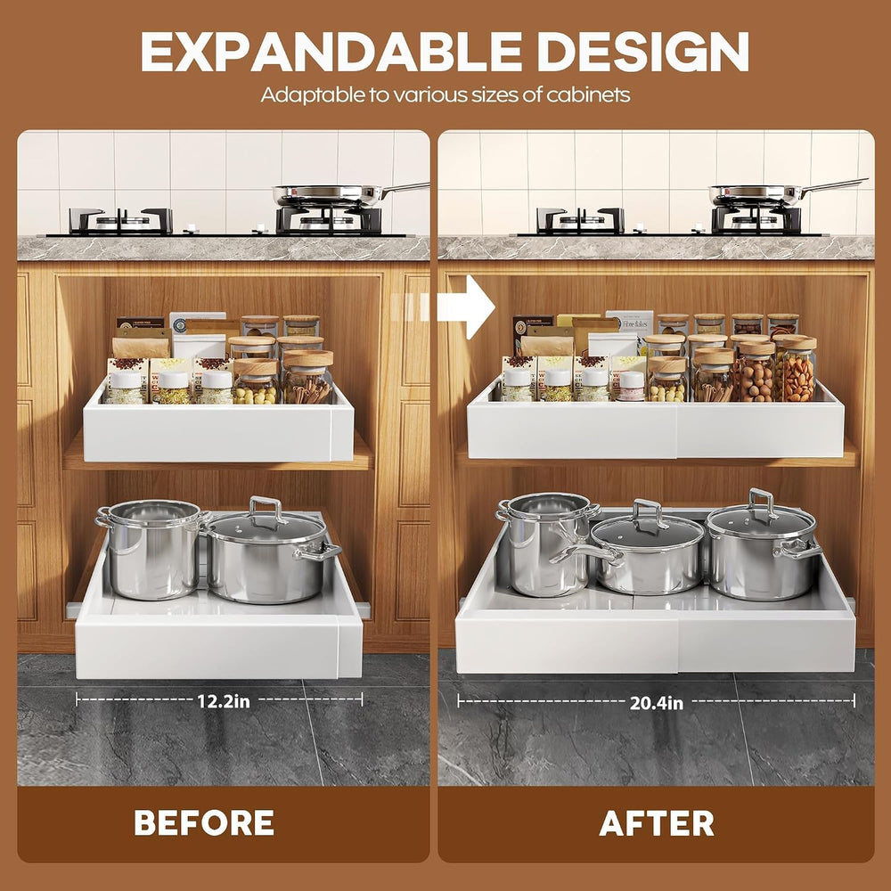 Seinloes 2 Pack Expandable Pull Out Cabinet Organizer 16.5"Deep with Rai...