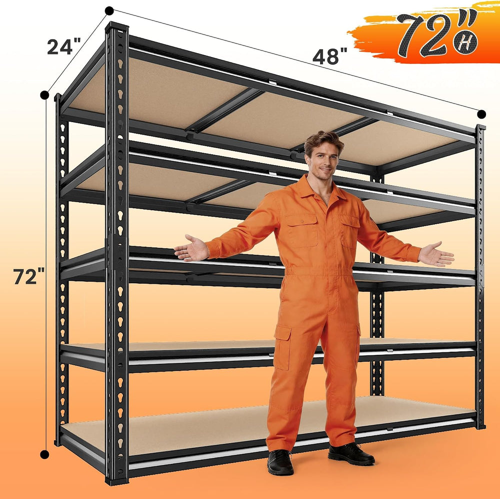 REIBII 48" W Garage Shelving for Warehouse, 3080LBS Heavy Duty Shelving