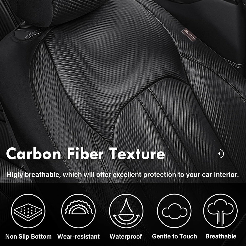 Coverado Leather Car Seat Covers Front Seats & Carbon Fiber, Waterproof a...