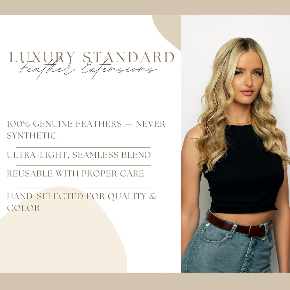 21 Natural Color Hair Extensions – 9”–14” Long – DIY Rooster Kit with 20 Micr...