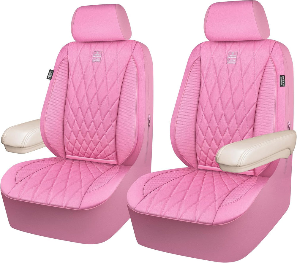 CAR PASS Piping Luxury Leather Two Front Car Seat Covers, Cute Girly Waterpro...