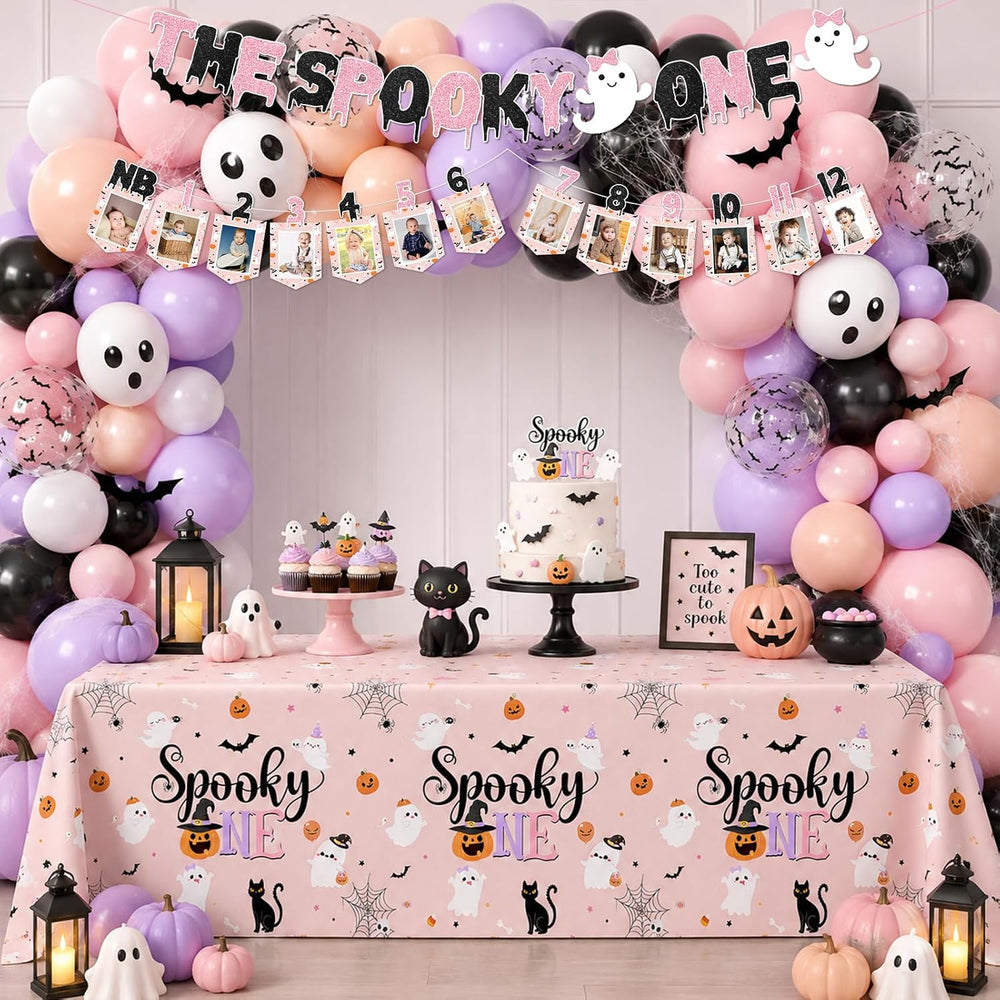 Spooky One Birthday Decorations Girl,123pcs Halloween 1st Birthday Party Deco...