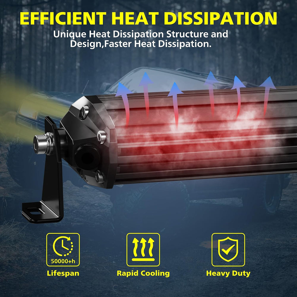 4WDKING 22 Inch Amber LED Light Bar 100W Screwless Spot Flood Combo Offroad