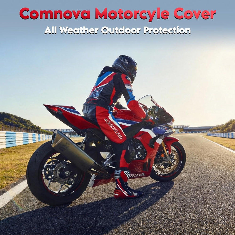 Comnova Motorcycle Cover 96 Inch - 600D Outdoor Motorbike Cover Waterproof wi...