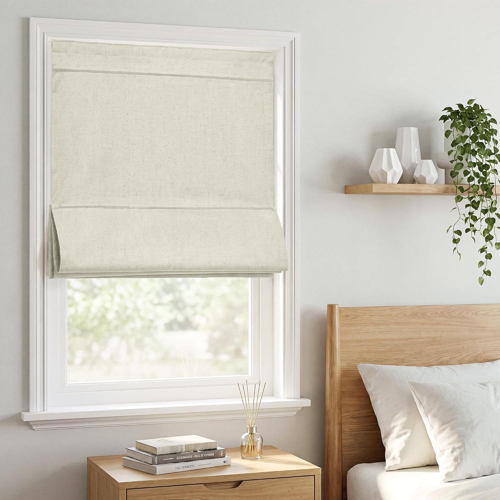 RYB HOME 100% Blackout No Drill Roman Shade for Bedroom Window