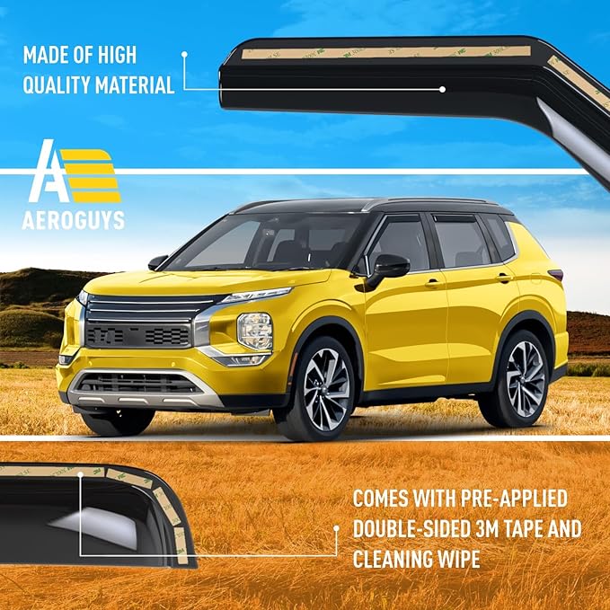 Extra Durable Window Deflectors in-Channel Window Visors Rain Guards Fit (4 pcs)