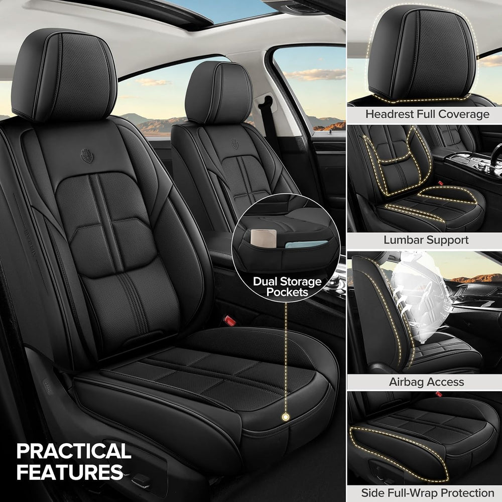 Car Seat Covers Full Set for 5 Seats Lumbar Support Breathable