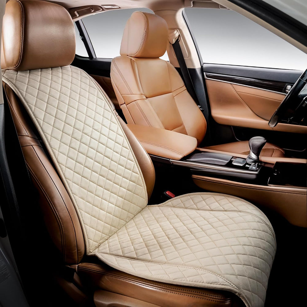 IVICY Faux Suede Front Car Seat Cover, Seat Protector, 1 Unit, Light Beige