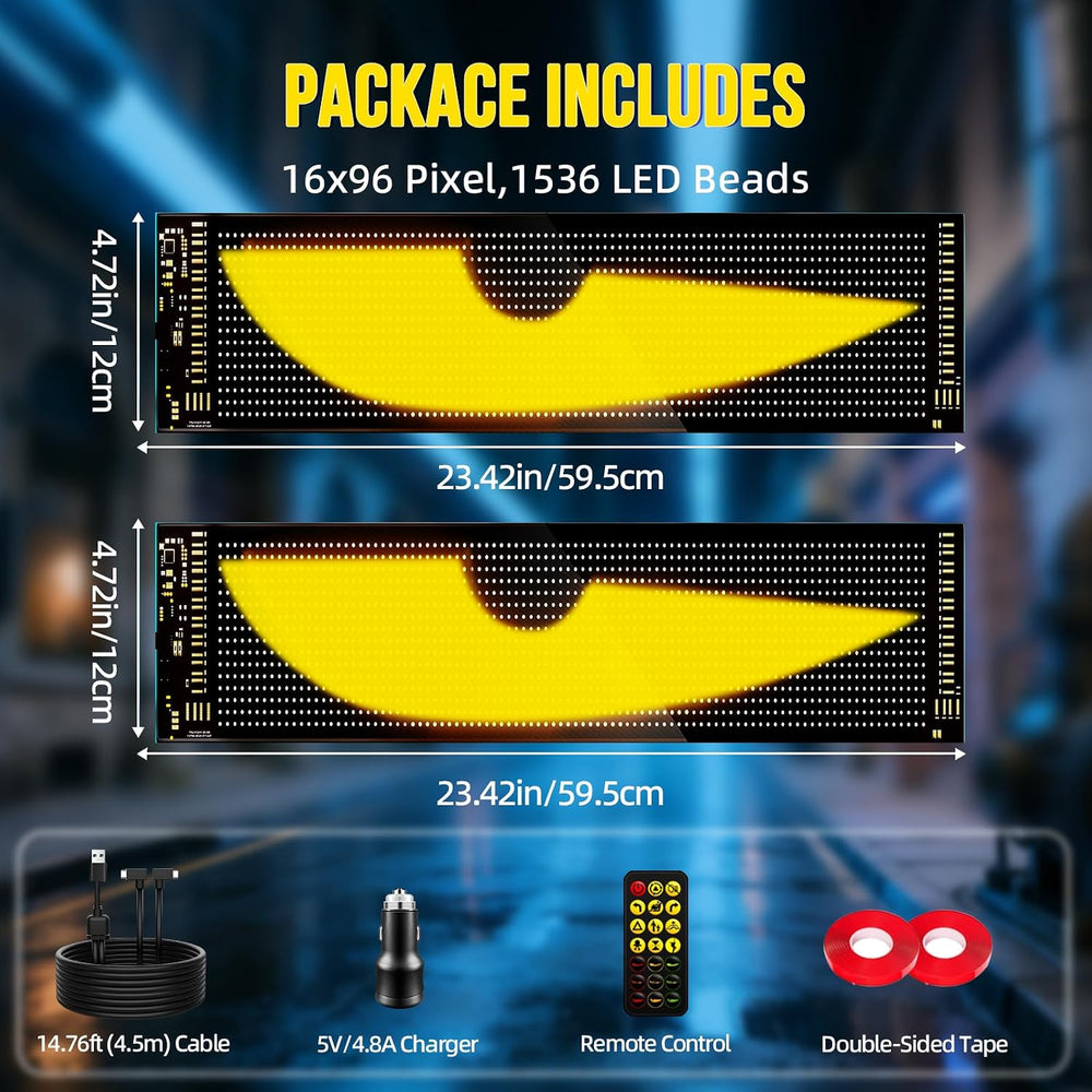 2PCS 23"x5" Dual Sync Devil Eyes Windshield LED