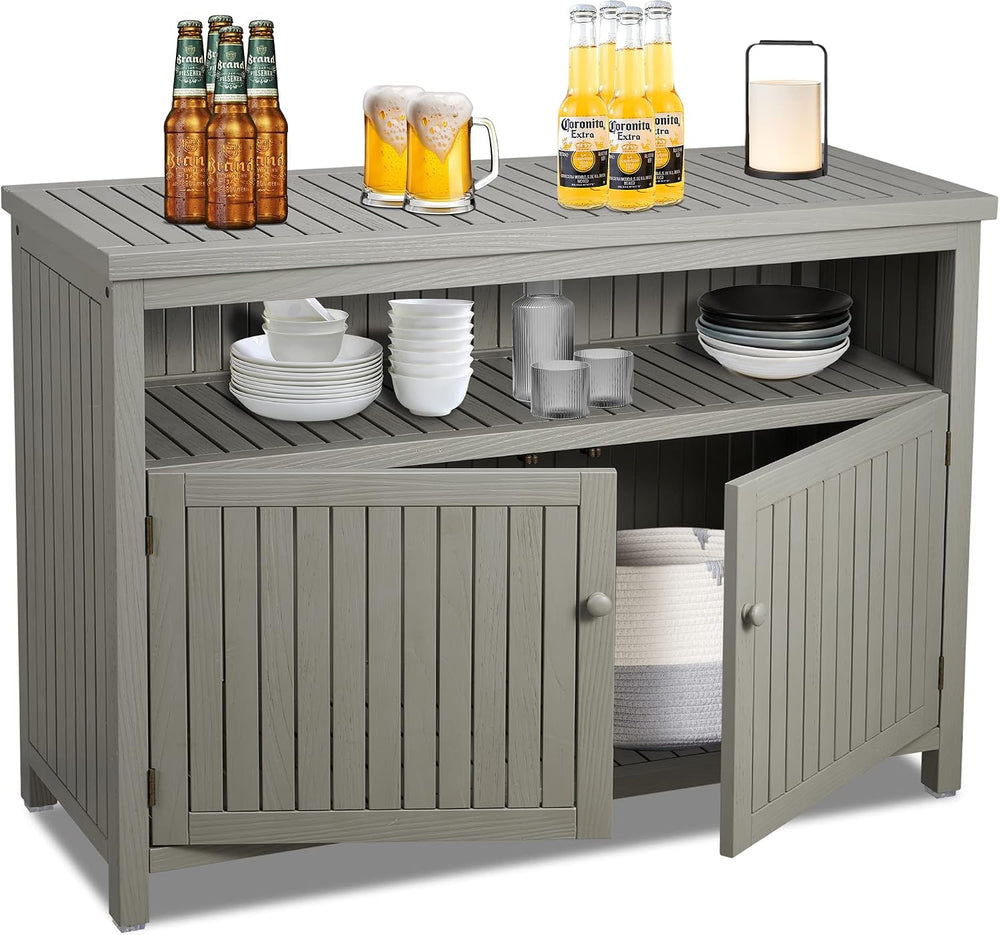 AHB Outdoor Console Sideboards Buffet Cabinet(Grey)