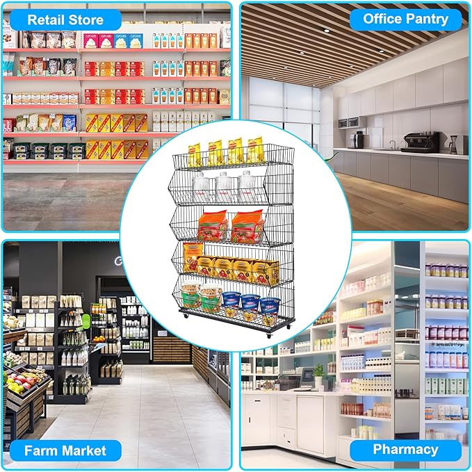 Retail Display Rack 5-Tier Market Merchandise Display Shelf Fruit Store Storage