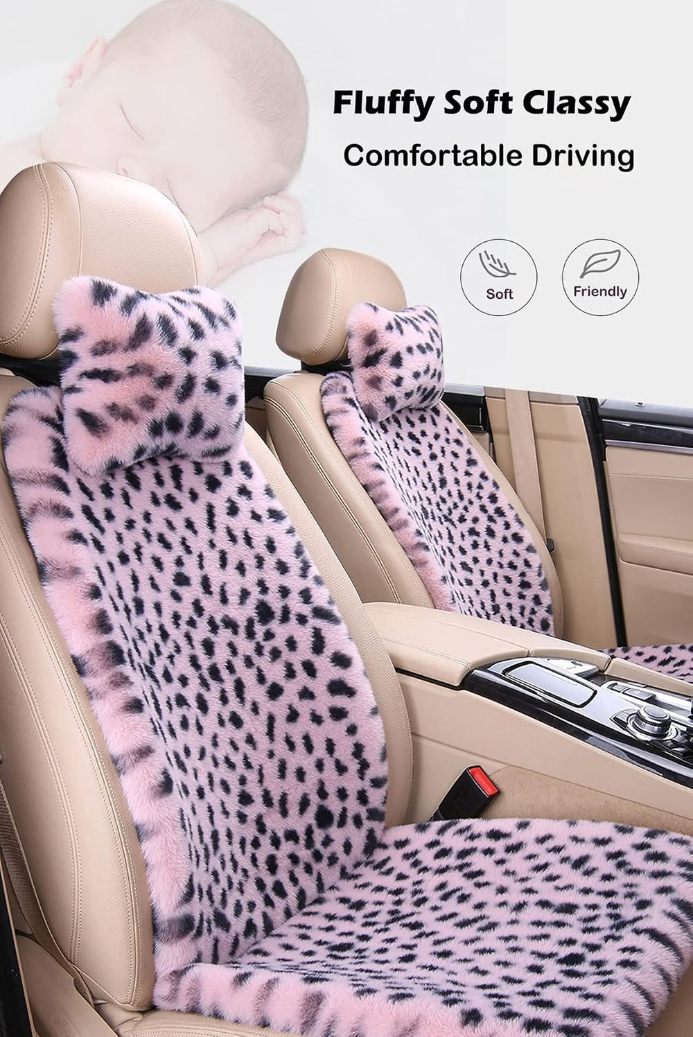 Fluffy Leopard Seat Covers for Cars Front Seat Covers Carseat Front Two Seat ...
