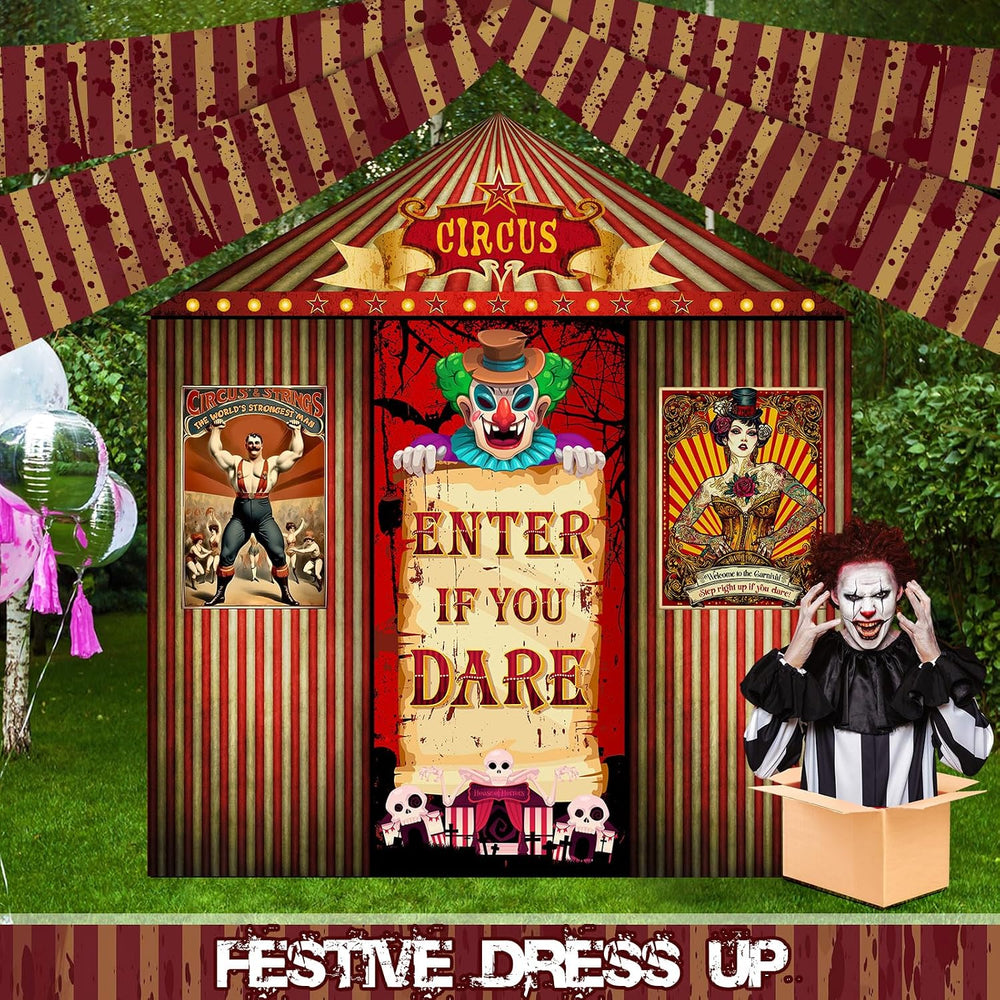 Oudain 2 Roll Halloween Creepy Carnival Decorations Backdrop