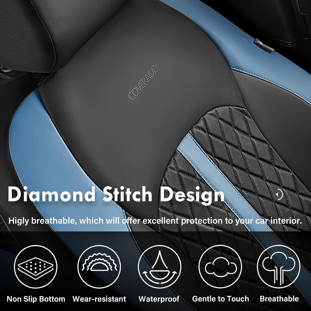 Coverado Universal Leather Seat Covers Full Set for 5 Seats โ Waterproof, Dur...