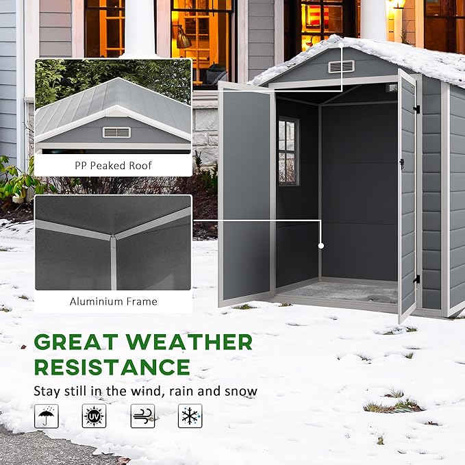 Outsunny 6' x 4.5' Outdoor Storage Shed, Plastic Shed