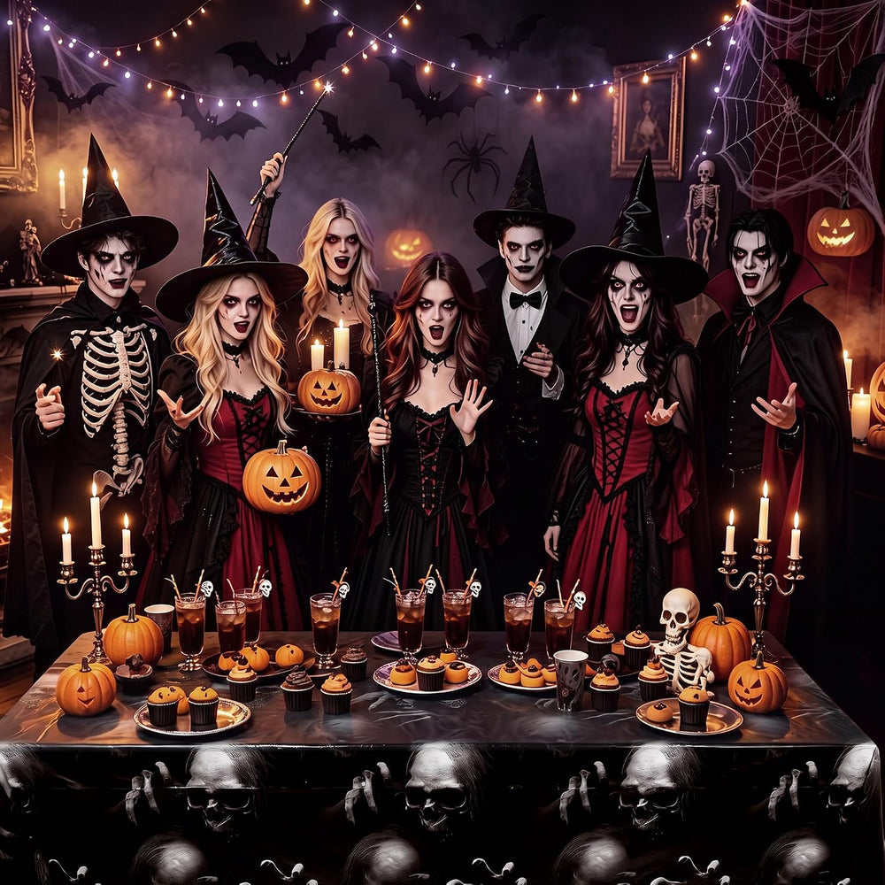 Kochorie 100 Ft x 54 Inch Halloween Graveyard Skeleton Tablecloth Roll with C...
