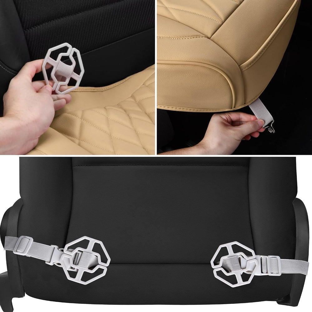 CAR PASS 2 Pack Leather Front Car Seat Covers, Bottom Seat Covers Full Wrappe...