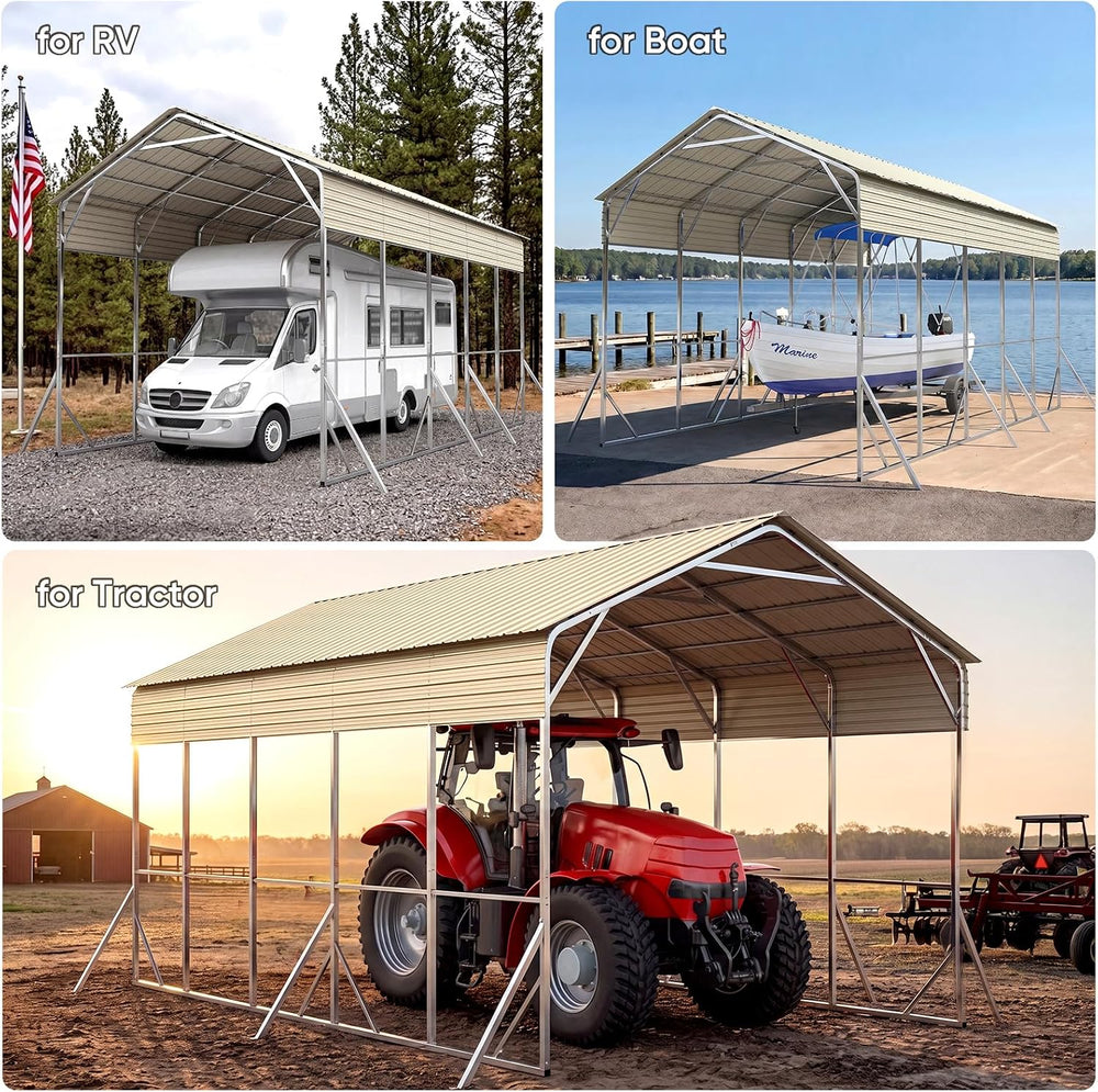 Quictent 14x25x15 FT RV Metal Carport, Heavy Duty Reinforced Steel Shelter
