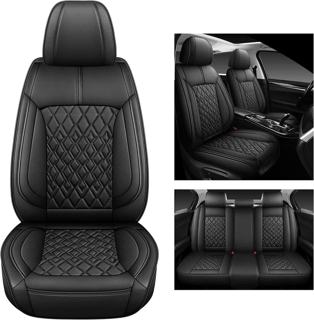 Pariitadin Leather Car Seat Covers Full Set, Waterproof Breathable Faux Leath...