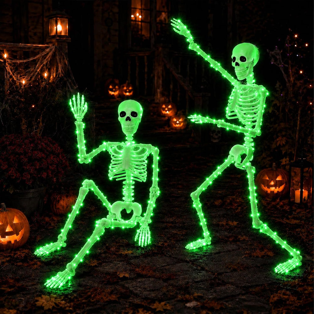 2Pack36 Halloween Light up Skeleton Deco(350 Green Lights,6H autoโOff)