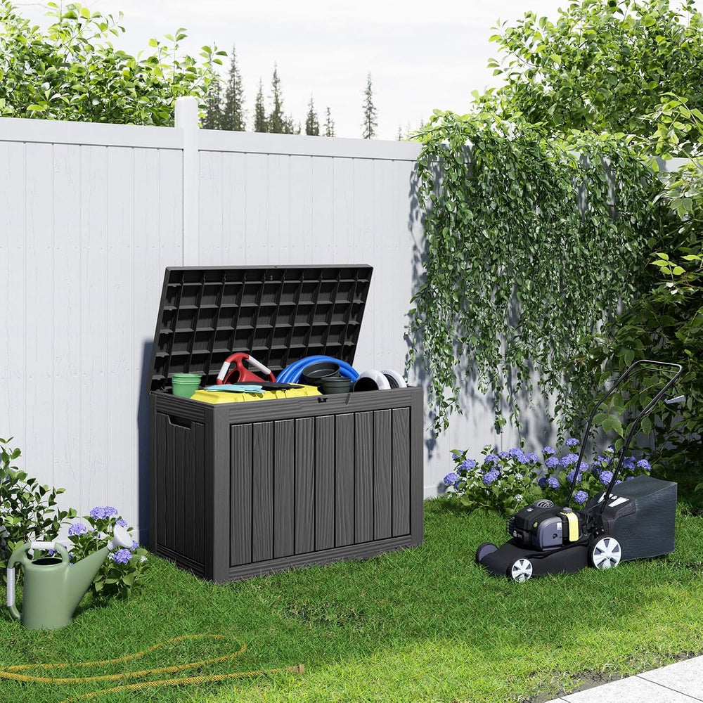 46 Gallon Outdoor Deck Box, Lockable Waterproof Outdoor Storage Boxes For Gar...