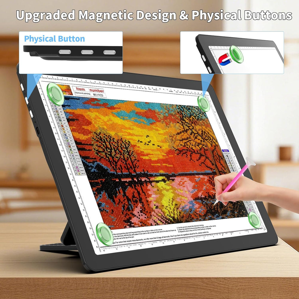 TOHETO Rechargeable A3 Light Board with Stand, Bag, Super Bright Magnetic Lig...