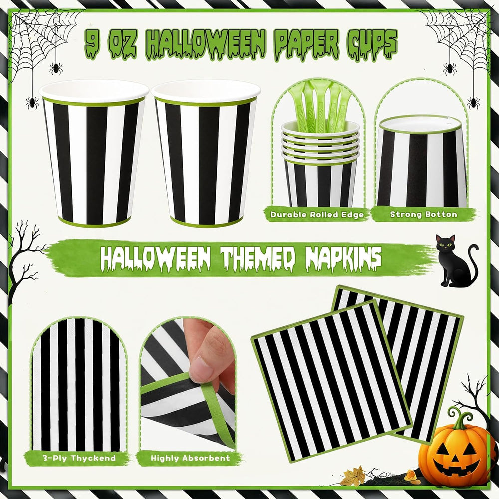 210 Pcs Halloween Plates and Napkins Party Supplies for 30 Guests