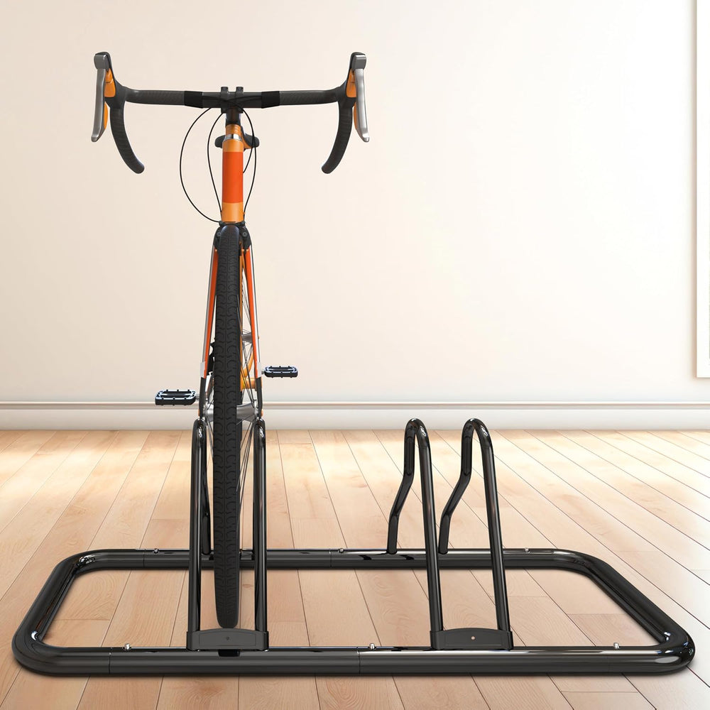 Simple Houseware 2-Bike Adjustable Floor Storage Rack for Garage, Black