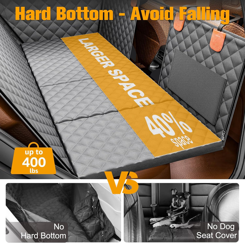 Dog Car Seat Cover for Back Seat, Hard Bottom Back Seat Extender