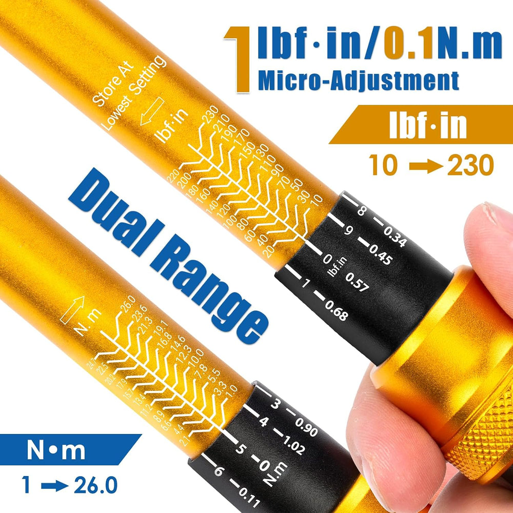 50Pcs Master Bike Torque Wrench Set, 1/4 Inch Drive, 10-230 IN.LB (1-26.0 Nm)...