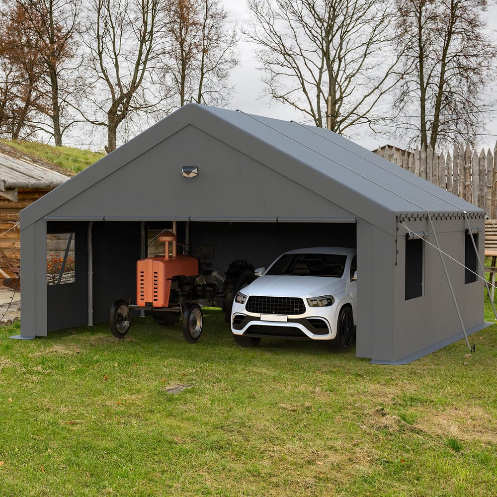 20x20 Heavy Duty Carport, Portable Garage with Doors & Windows