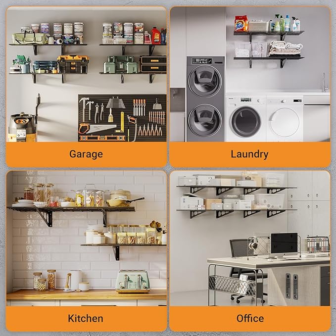 2x4 ft Garage Shelving, Pantry Storage, 400 lbs Total Load Capacity Wall (2-P...