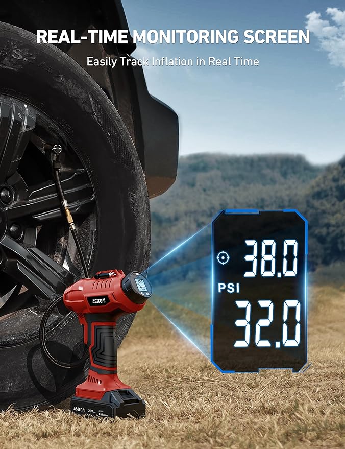 AstroAI C2 Cordless Tire Inflator Air Compressor 20V Rechargeable Battery