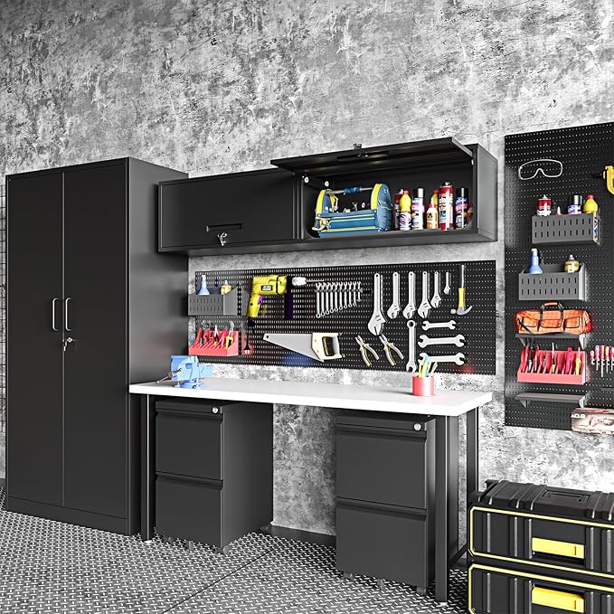 Small Wall-Mounted Locking Cabinet Metal Garage Storage Cabinet Hanging