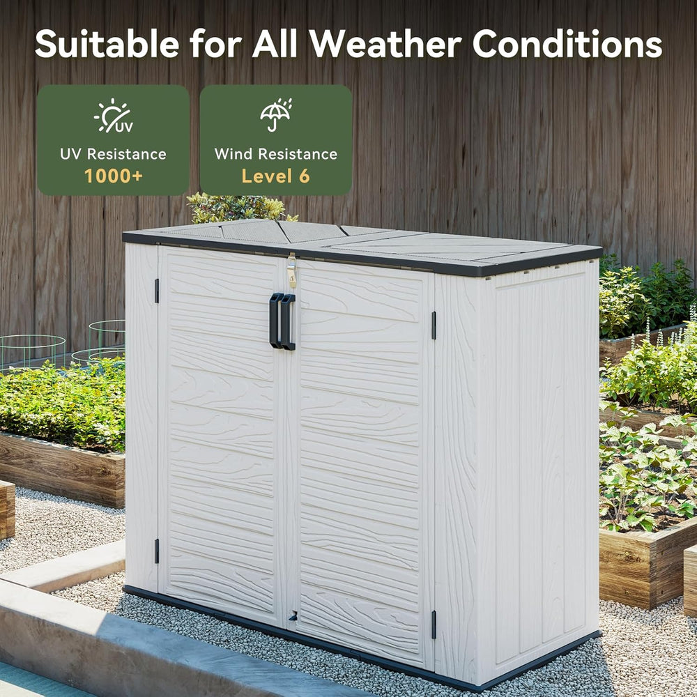 AOXUN Horizontal Storage Sheds 41 Cu.ft, Outdoor Storage Box 160 Gallon, Wate...