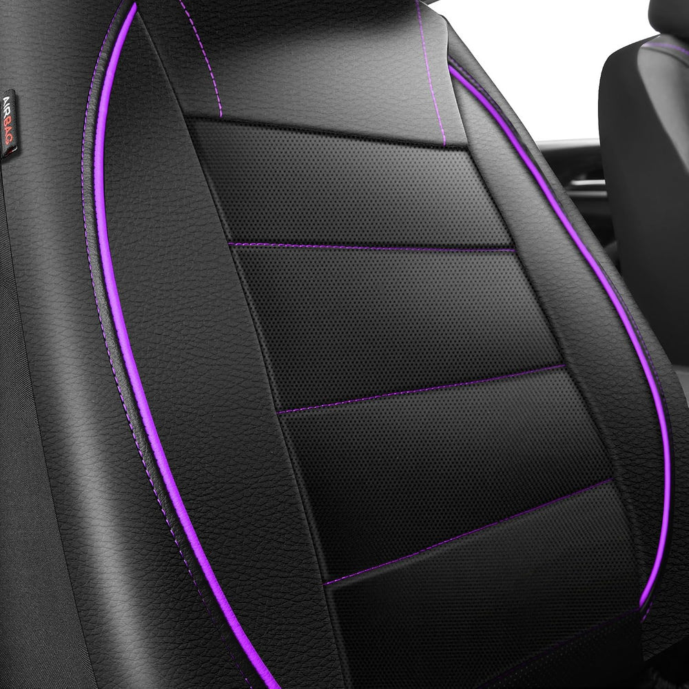 CAR PASS Universal FIT Piping Leather Two Front Seat Covers, Waterproof Faux ...